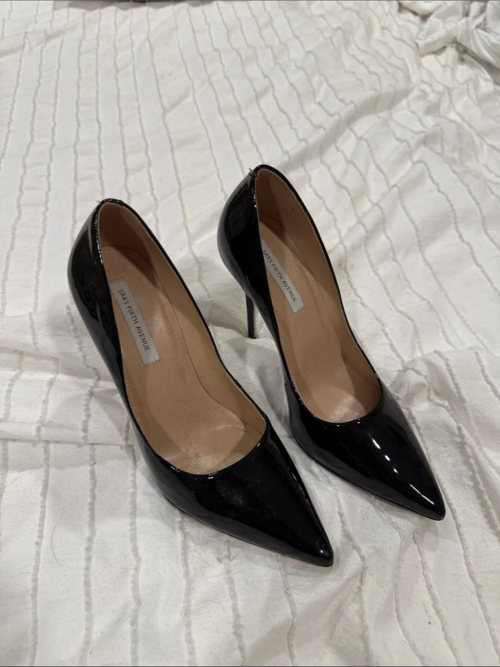 Saks Fifth Avenue Black Patent Pointed-Toe Stiletto Pumps